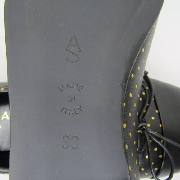 NEW A. SOLIANI Italy Como P Dotted Gold Black Leather Flats Dress Shoe Size 8 - Picture 7 of 8